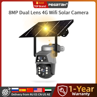 PEGATAH Dual Lens 4K 8MP WIFI 4G Solar IP Camera PIR Human Detection Night Vision Security Video  Battery CCTV Cam Campi Pro APP