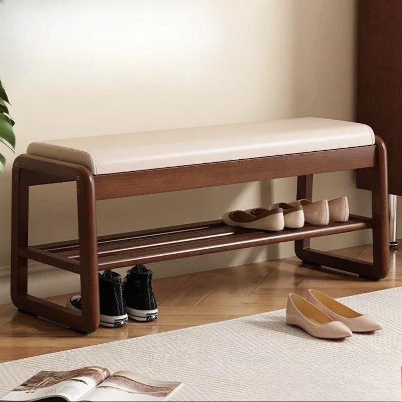 Solid wood shoe changing stool, French retro shoe changing stool can be sat at the door, and a sitting shoe cabinet can 10