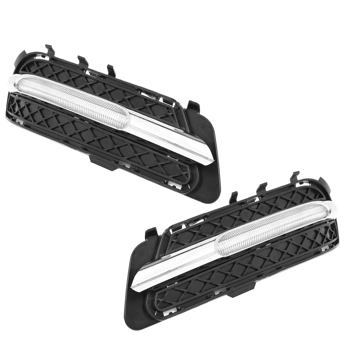 A Pair LED Car DRL LED Daytime Running Lights With Fog Lamp Cover For Mercedes For Benz W212 E-Class E250 E300 E350 2009-2013