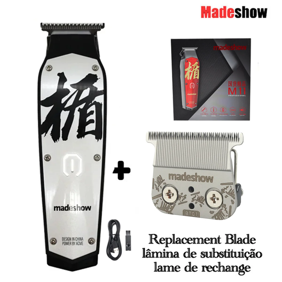 madeshow M11 トリマー ブラック・ホワイト・レッド 1台 Madeshow M11 Professional Hair Clipper 0mm Carved Finishing Hair