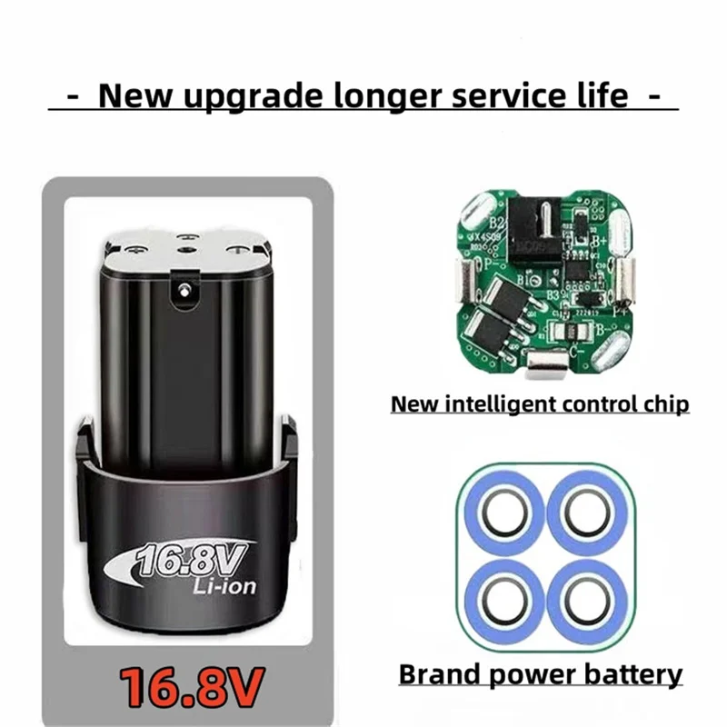 Baterie do šroubováku 16,8 V 4,0 Ah dobíjecí lithiová baterie pro elektrické vrtačky, úhlové brusky a další elektrické nářadí - náhled 4