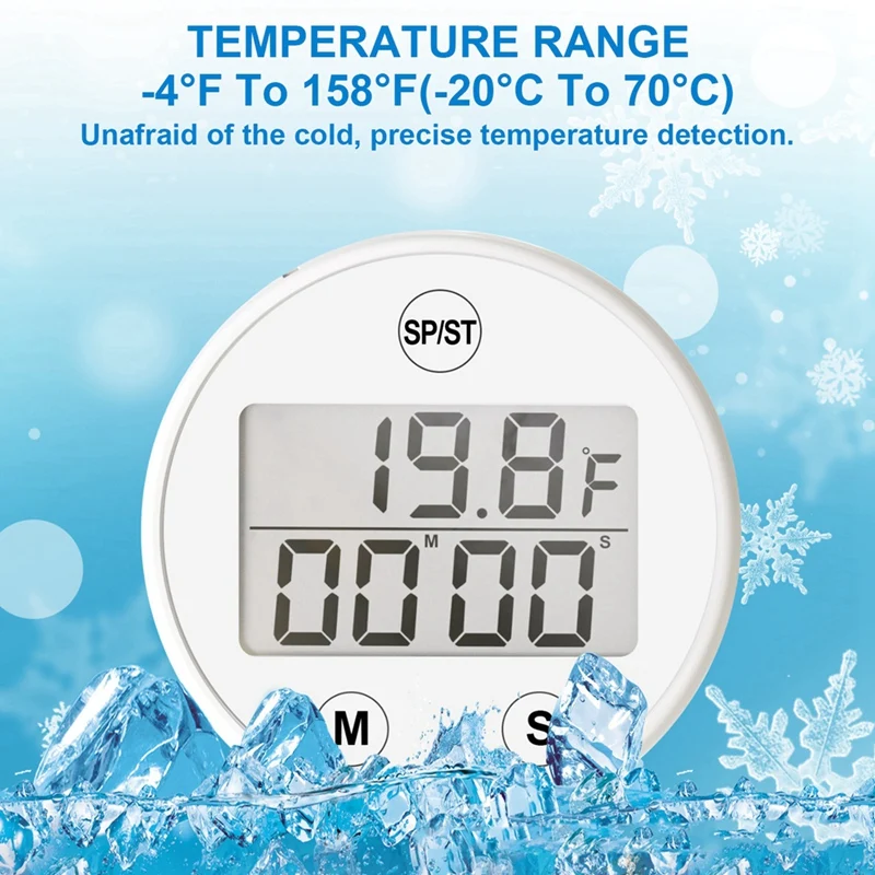 BAAG-Ice Bath Thermometer With Timer Automatic Ice Bath Water Thermometer Humidity Instruments Home Measurement Tools