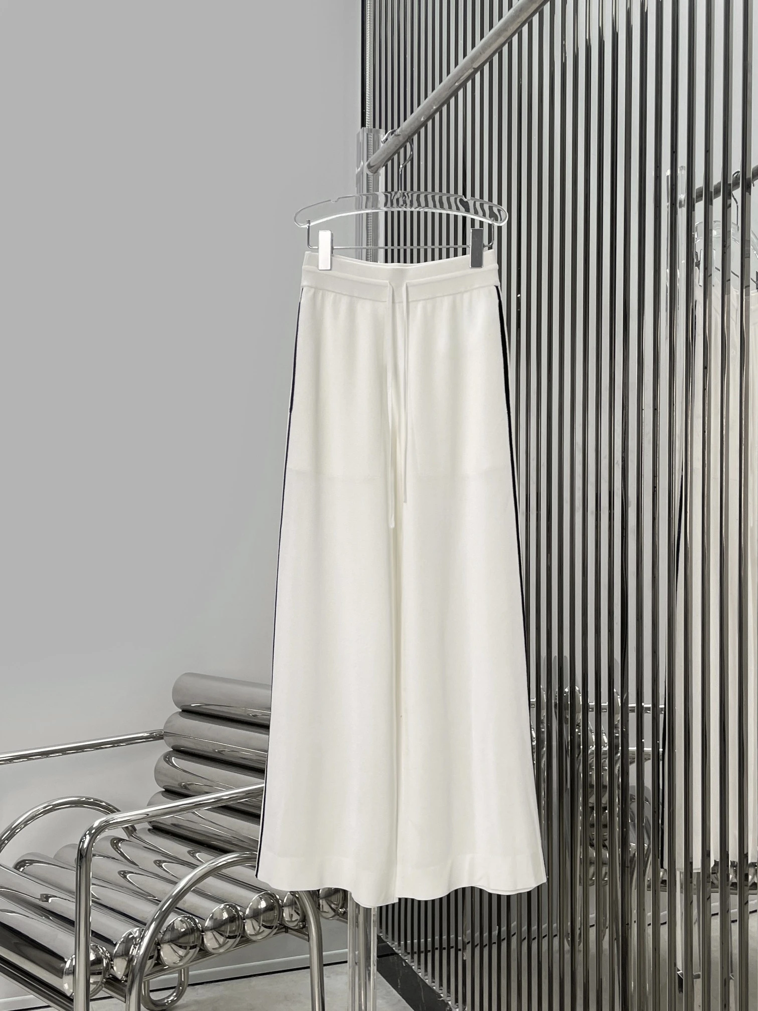 

Широкие брюки с высокой талией, эластичные трикотажные брюки с вышивкой логотипа, цветными блоками и полосками, повседневные женские длинные брюки