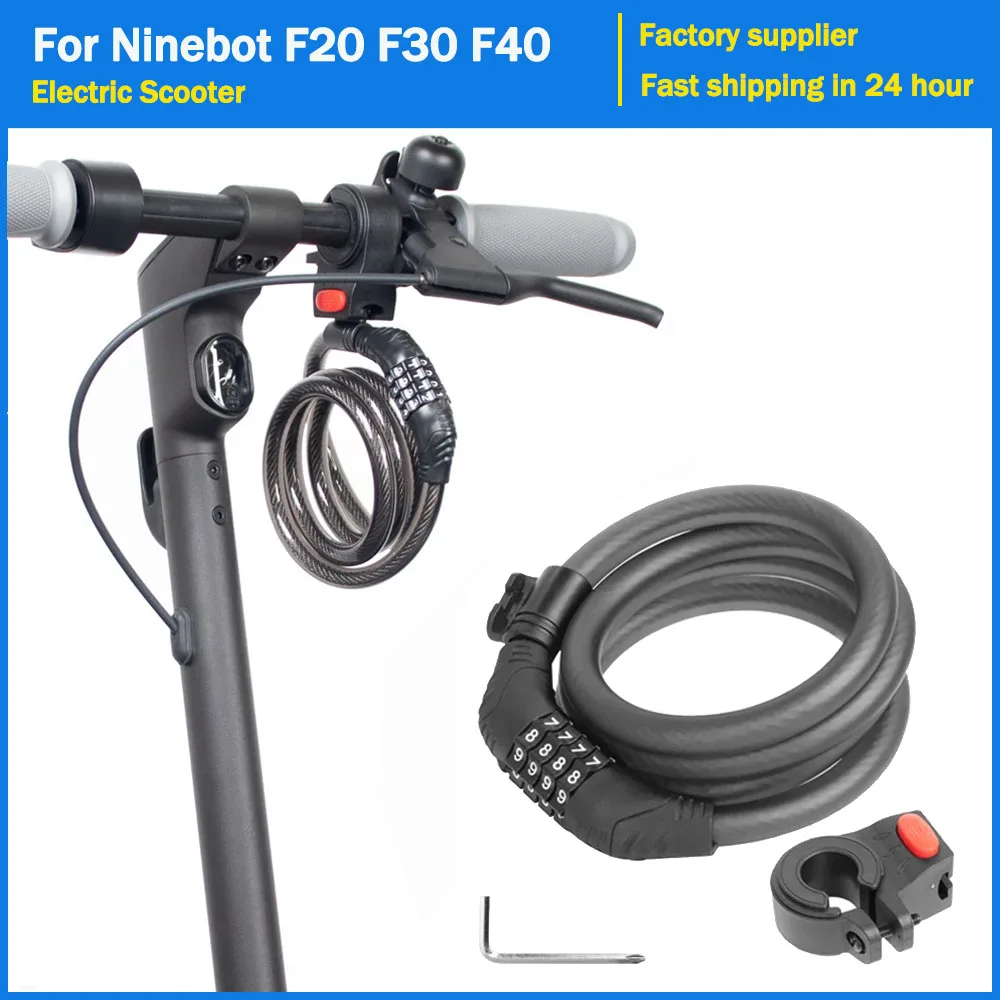 Diebstahlsicherung für Ninebot Max G30 G30D Elektroroller, 4-stelliger Code, tragbare Passwortkombination, Spiralkabelschlösser, Teile