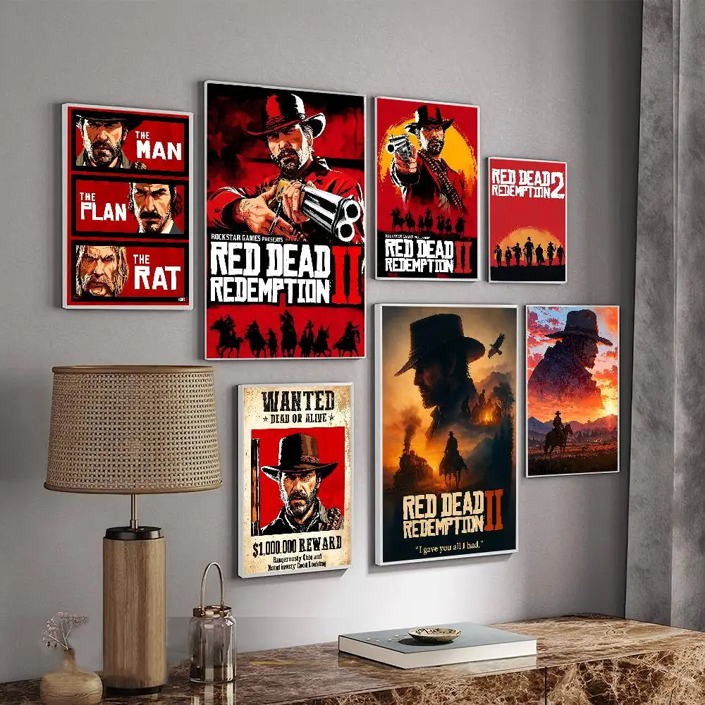 Action Game Red Dead R-Redemption Self-adhesive Art Poster Whitepaper Prints Posters Artwork Aesthetic Art Wall Painting