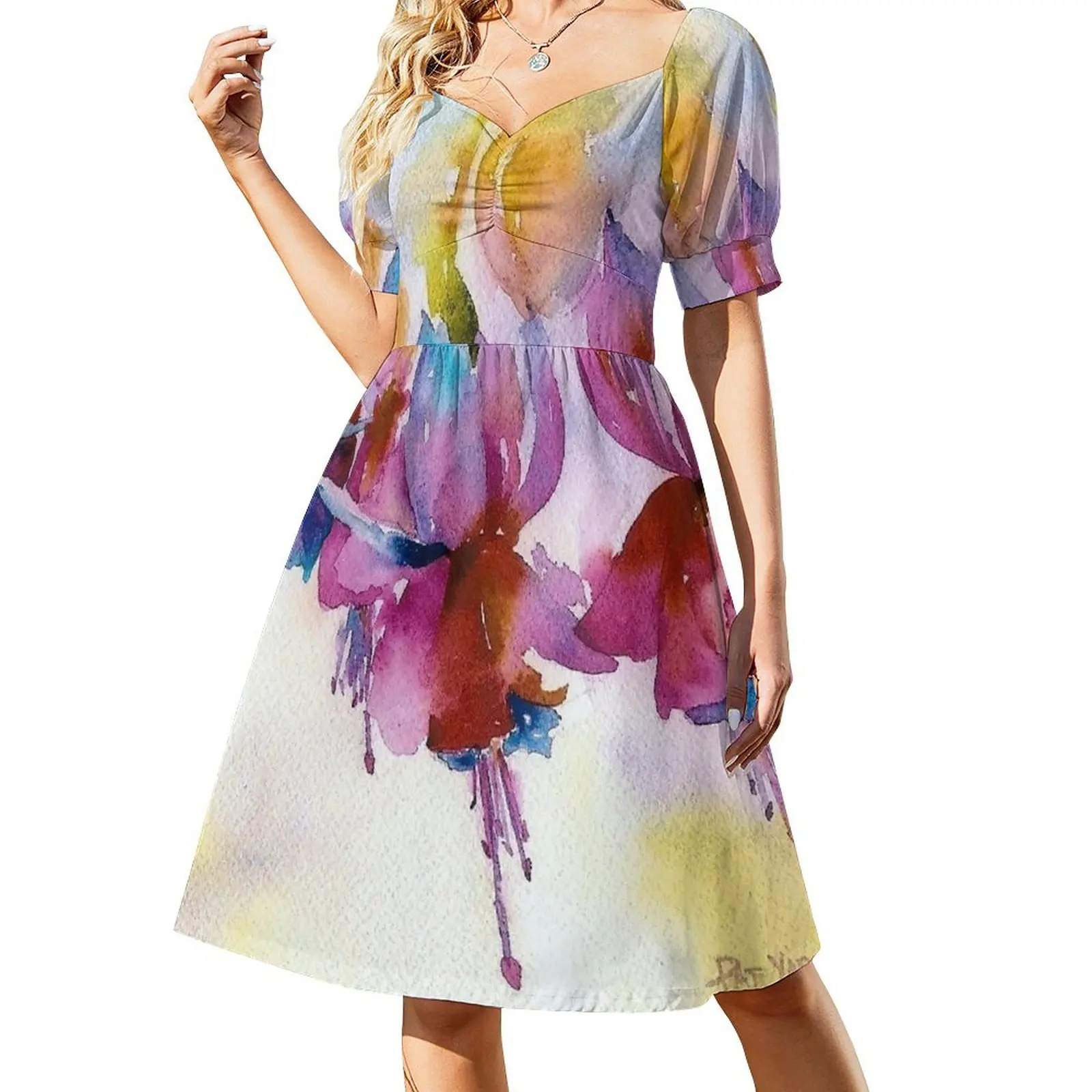 

Dancing Fuchsias Watercolor Dress Long dress Elegant gown summer dresses ladies 2023 summer dress for women 2023