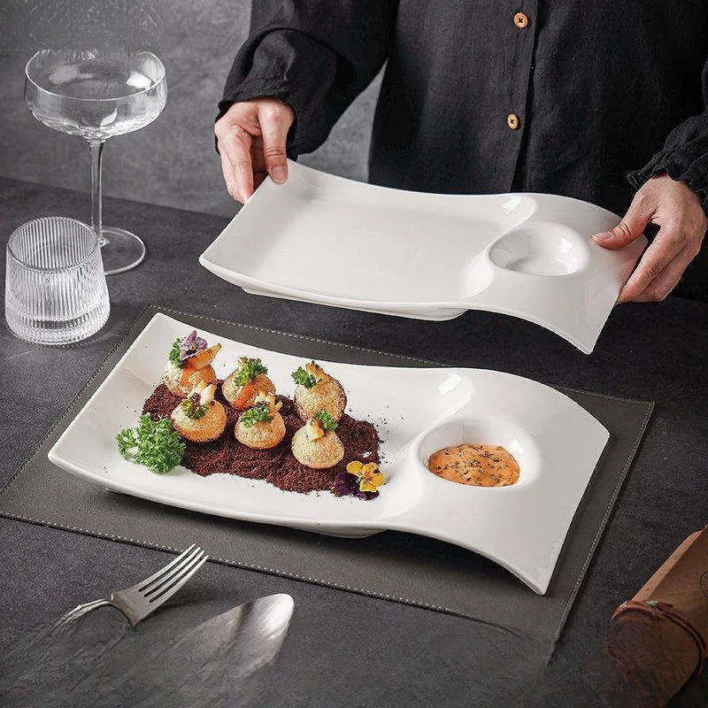 HYS shrimp plate roast duck special plate high-end hotel tableware Chinese dish irregular creative dumpling plate