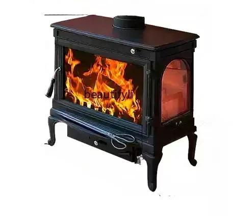 Winter heating firewood burning real fire firewood heating decorative cast iron villa household stove heater