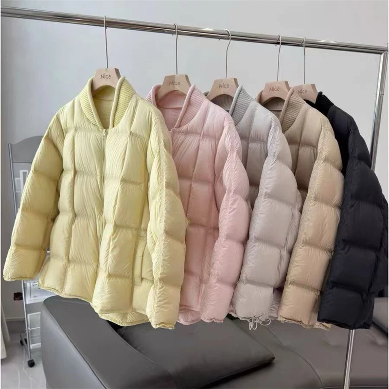 เสื้อแจ็คเก็ตดาวน์หนานุ่มบุขนกำมะหยี่ คอเบสบอล สไตล์วินเทจ Y2K คุณภาพสูง แฟชั่นเรียบง่าย สบายๆ ทรงหลวม รุ่นใหม่สำหรับผู้หญิง ฤดูหนาว 2025