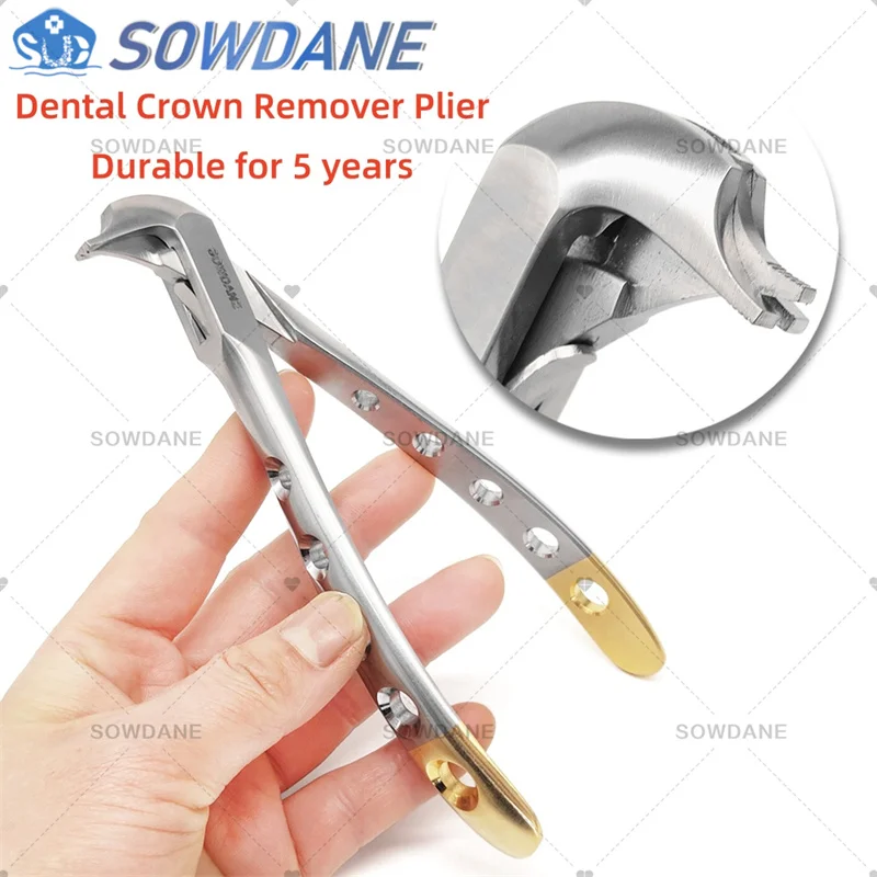 

Dental Crown Spreader Forcep Tooth Crown Remover Plier Dental Implant Instrument Dental Removing Tool with Golden Handle