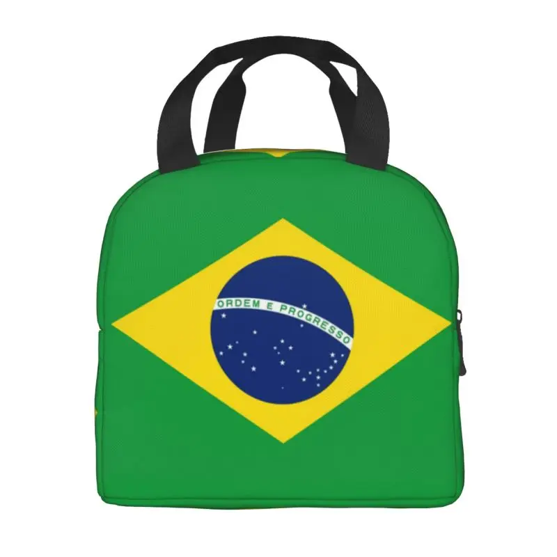 Brazil Flag Resuable Lunch Boxes Women Waterproof Cooler Thermal Food Insulated Lunch Bag School Children Student