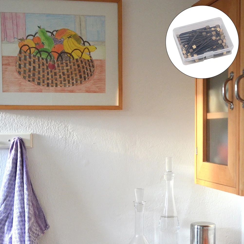 

50pcs Head Nails Boxed Iron Nails For Picture Diy Crafts Pin Frame Photo Wall Hanging Diy Crafts Fixing Hooks Black