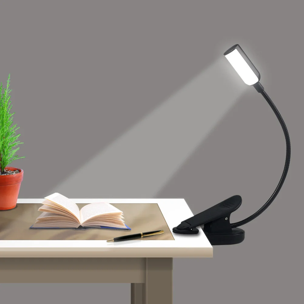 

Night Light USB Rechargeable Book Study Eye Caring Clip Black Charging Desk Lamp