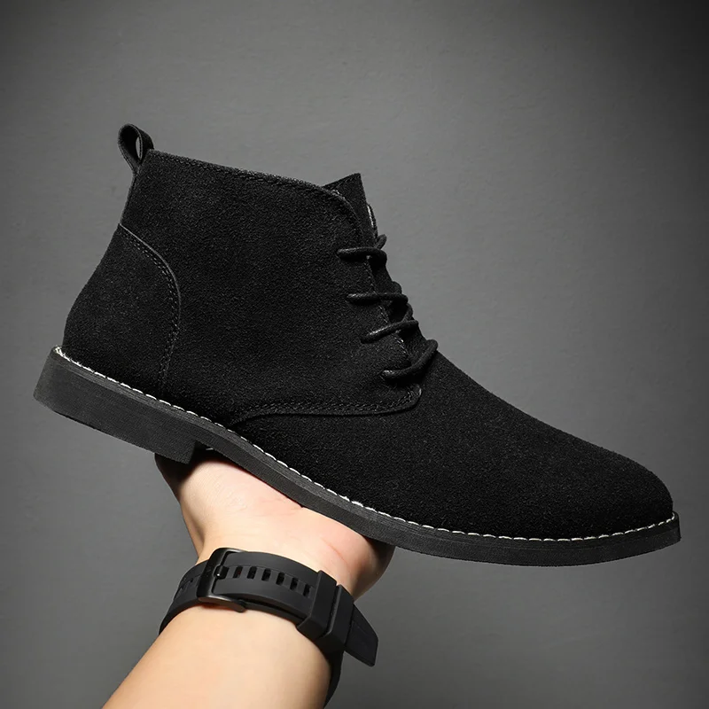 Fashion Ankle Boots For Men Winter Boot Lace Up British Style Classic Suede Boots Casual Shoe Work Footwear Botas Zapatos Hombre