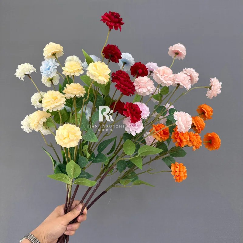 

7-Head Embroidered Ball Simulation Flower Wedding Hall Road Guide Flower Arrangement Decoration