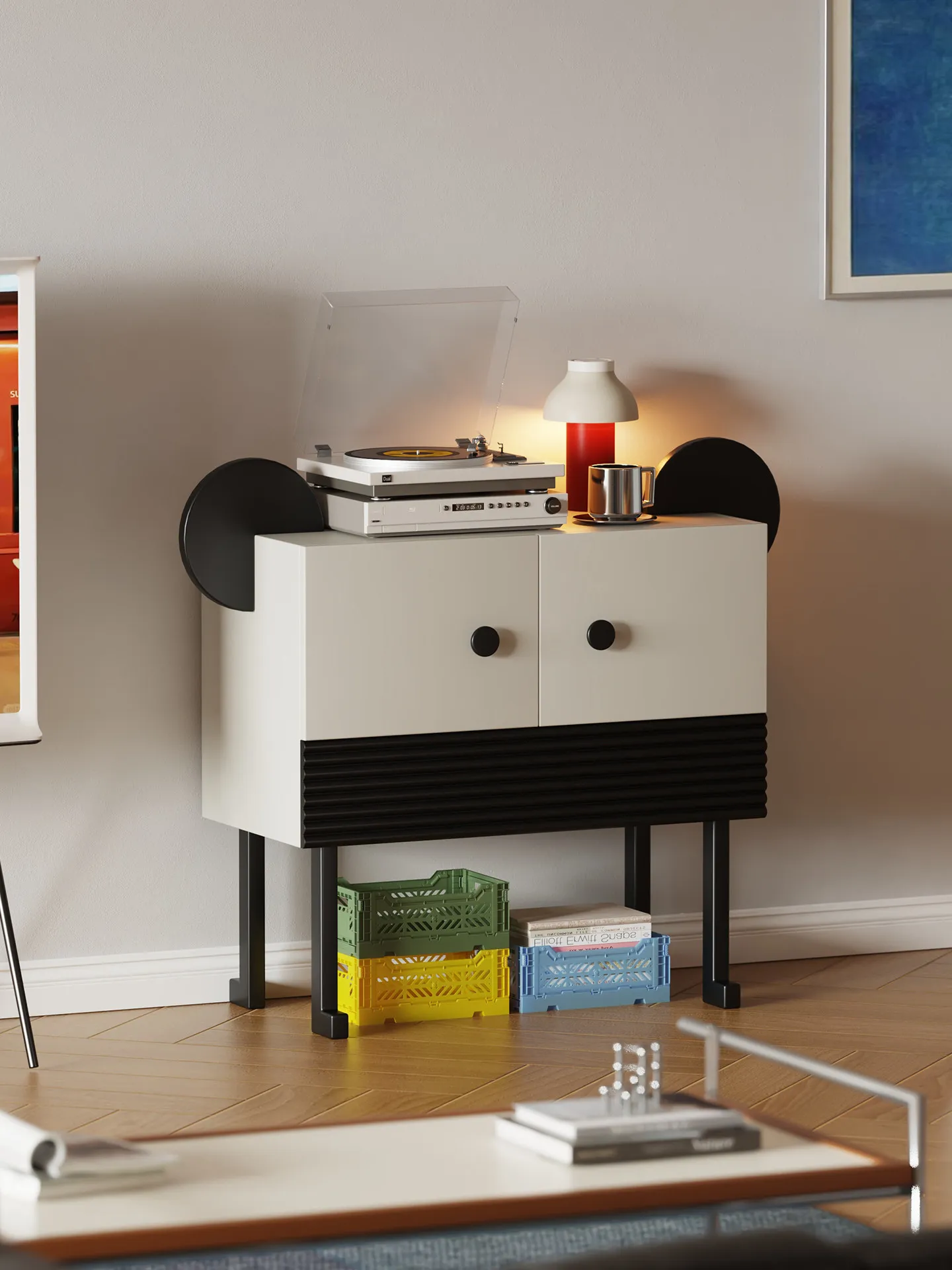 Creative Panda Side Cabinet Living Room Entry Door Hallway Against Wall Sofa Side Cabinet Bedroom Storage Locker