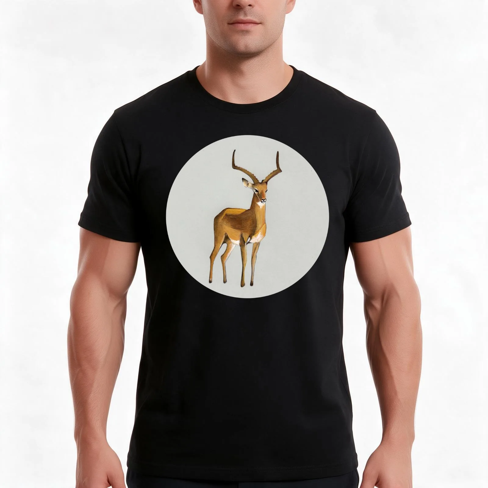 Ilustration art - Money antelope T-Shirt, Summer Casual Cotton Tee, Oversized Streetwear Tops, Vintage Graphic Print