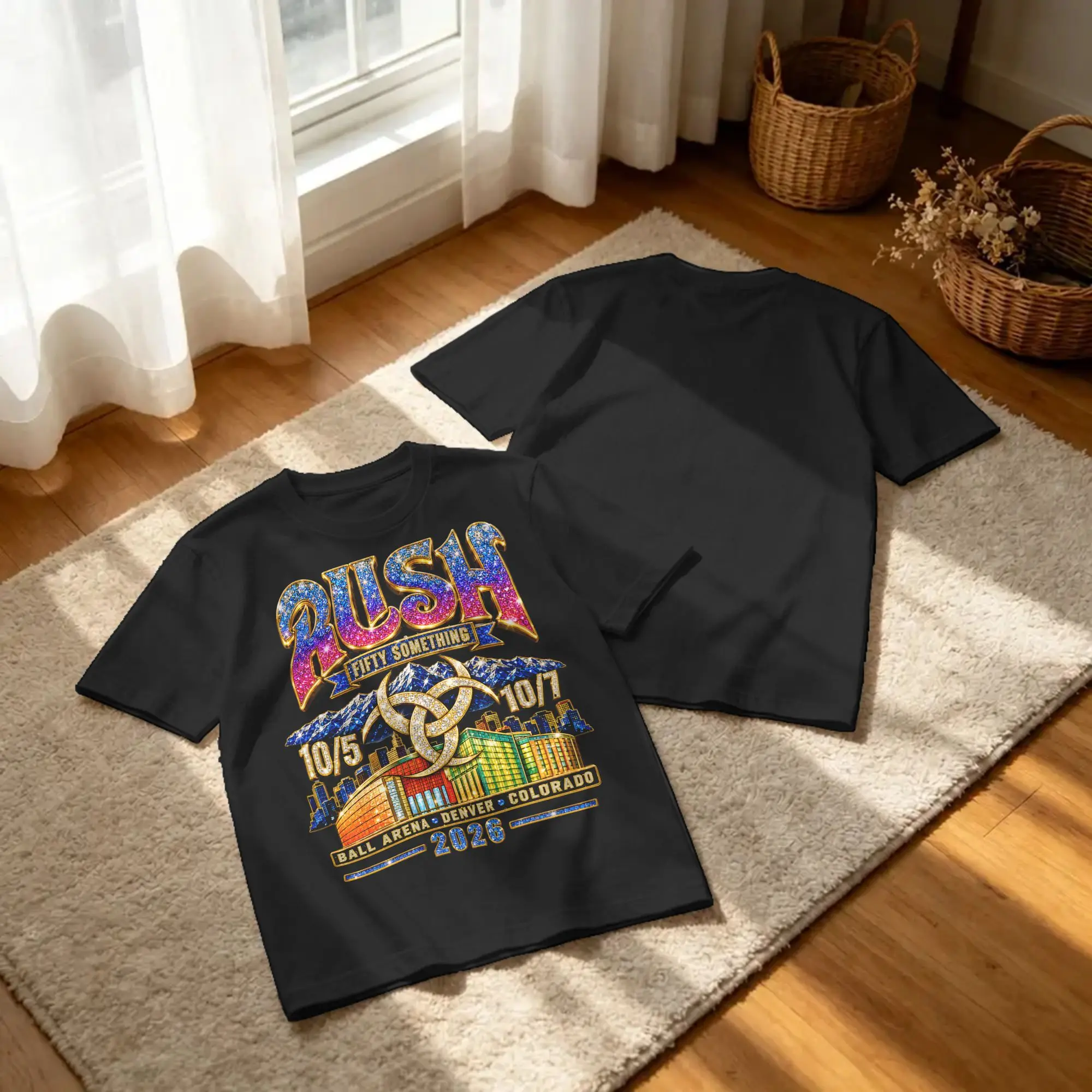 Rush Denver Colorado Fifty Something Tour Men Women T Shirt Tee Shirt Short Sleeve Round Neck T-Shirts Pure Cotton 6XL Clothing