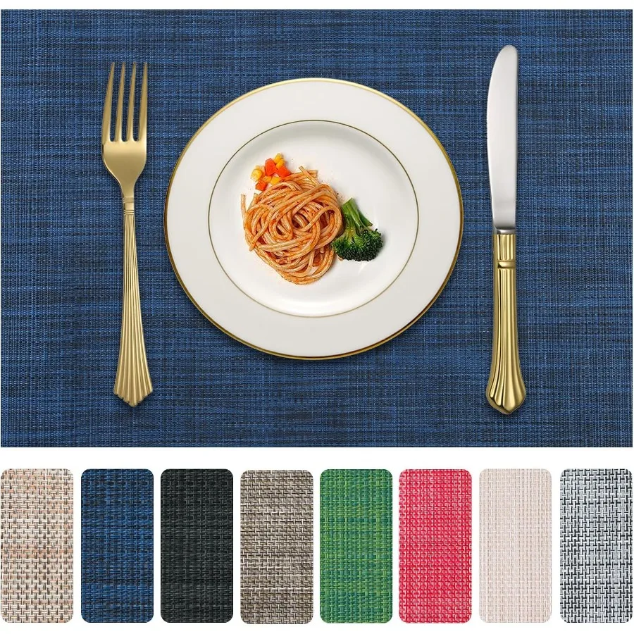 

Vinyl Placemats Set of 4 PVC Woven Washable NonSlip Table Mats Heat Resistant Wrinkle Free Place Mats for Dining Table Easy to