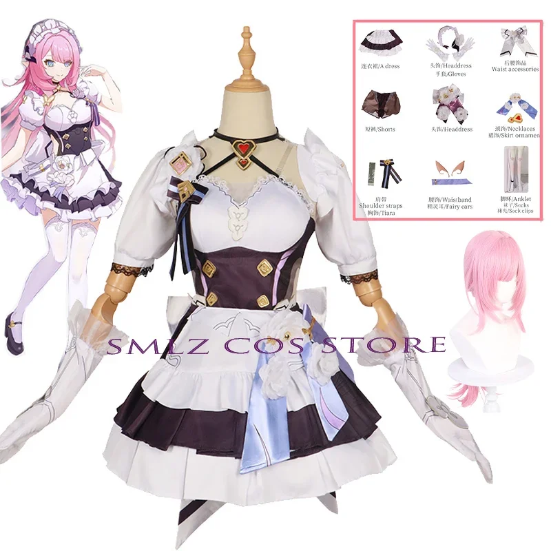 Hookkai impact 3rd Elysia maid cosplay costume set Halloween party maid dresses outfit for woman ifilling biz