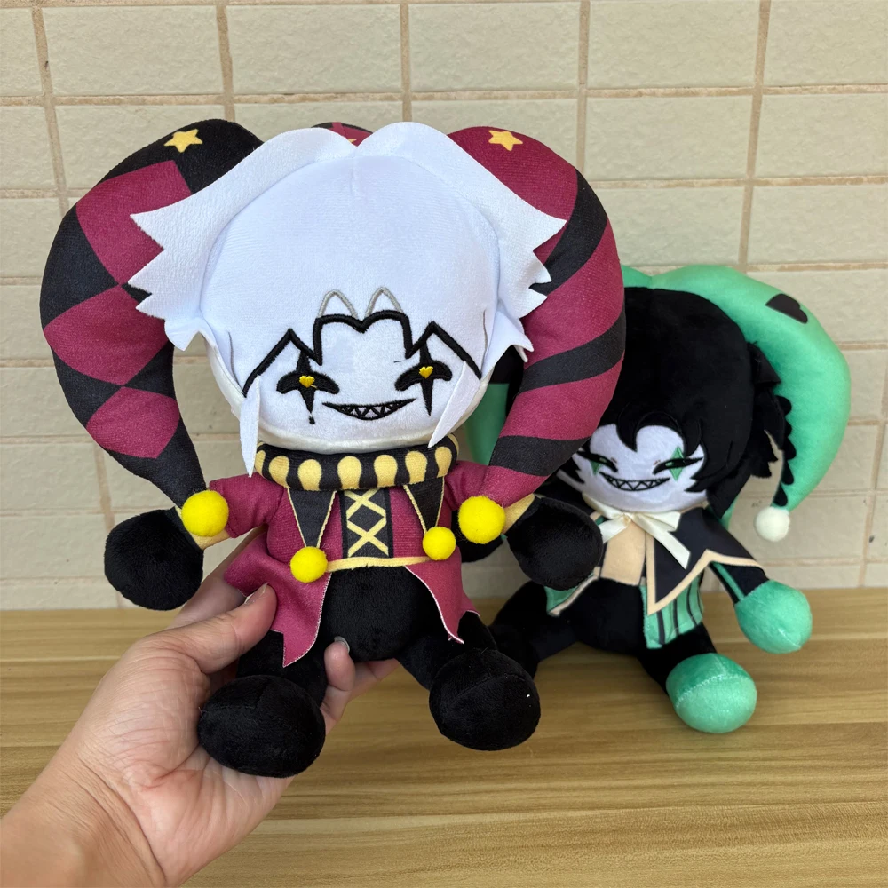 

25cm Large Size Cute Circus Red Pierrot and Green Harlequin Plush Toys Anime Freaks Game Character Decor Stuffed Plushie Doll