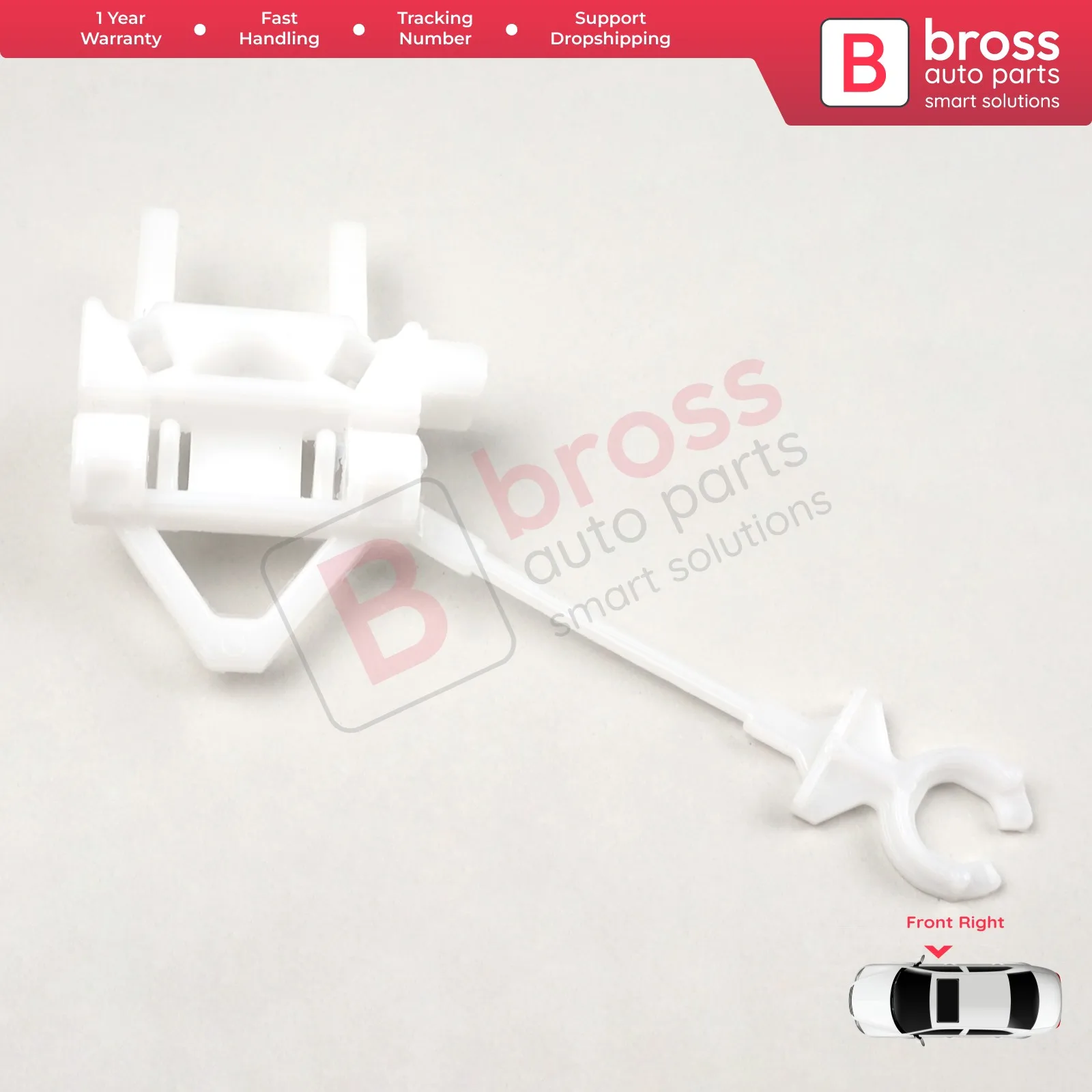 Bross Auto Parts BWR5286 Power Window  Regulator Clip Front Right Door 51830869 for Fiat Doblo MK1 Facelift 2006-2009