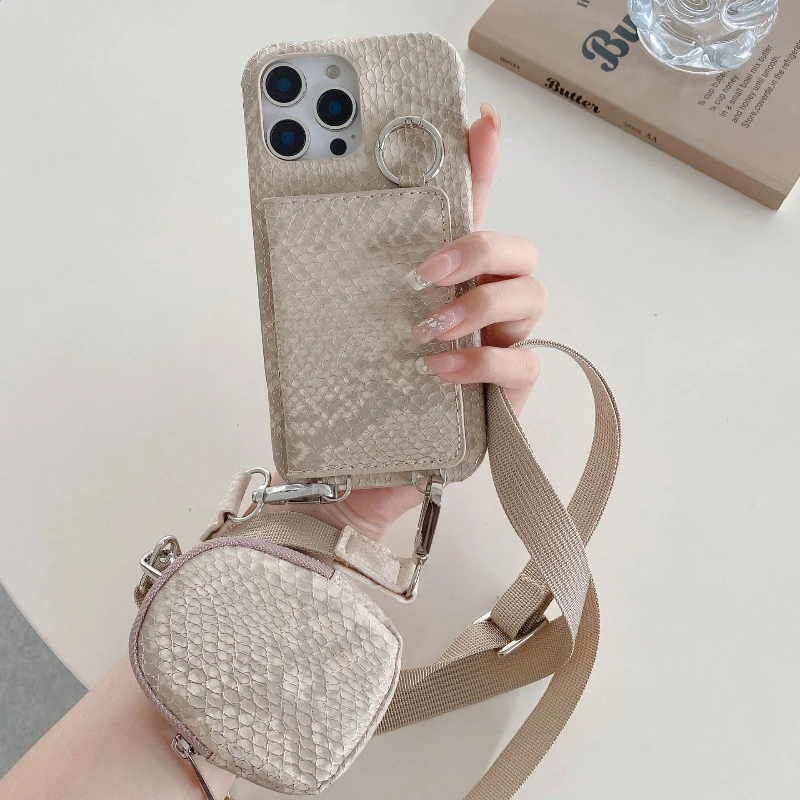 

New Golden Snake Skin Suitable for iPhone 17 Phone Case 16Promax Left and Right Makeup Mirrors 15 Mirror Oblique 14Leather Cover