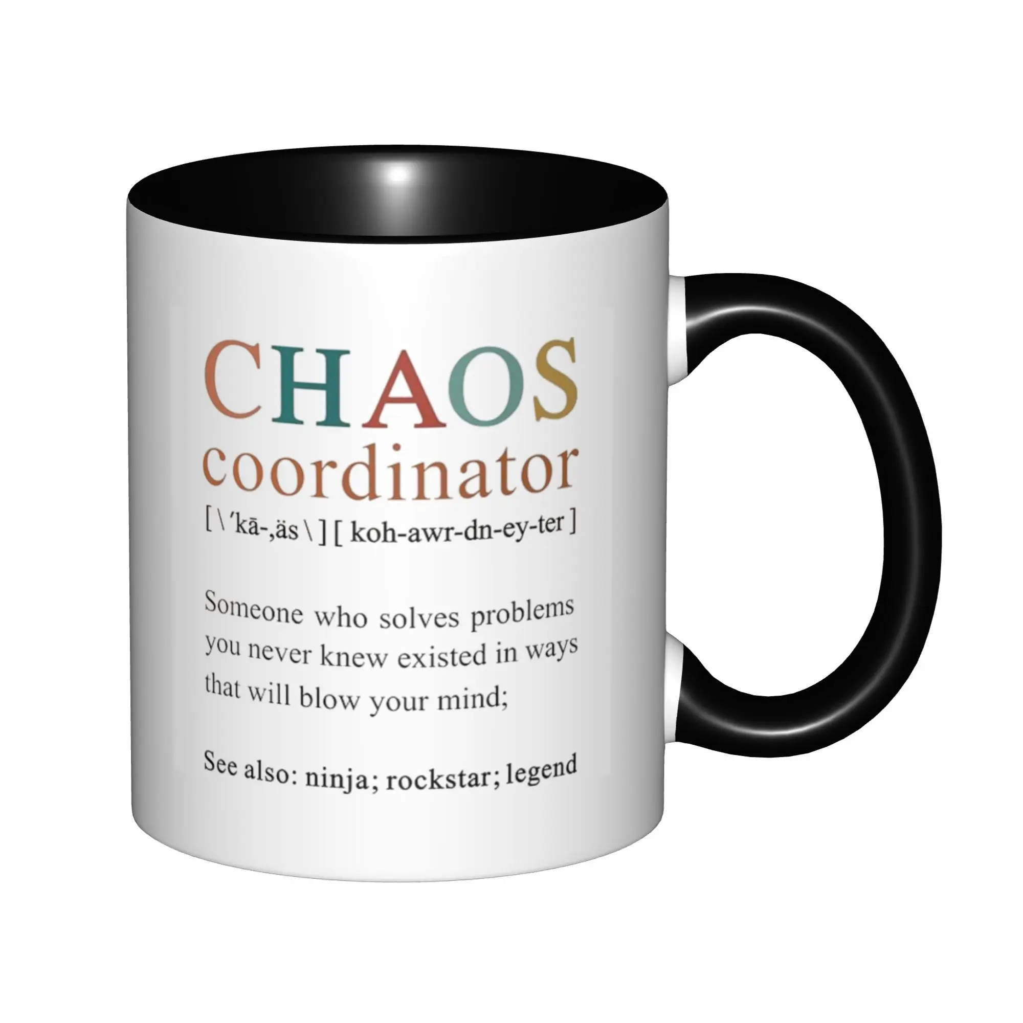 Teacher Employee Appreciation Farewell Chaos Coordinator Mugs With Black Handle Birthday Coffee Mugs Ceramic Tea Cups 11oz