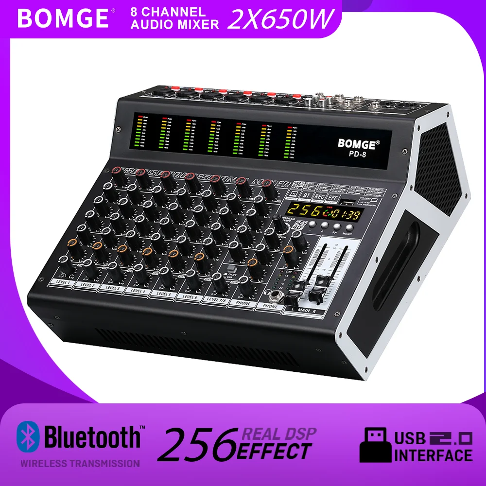 Audio Interface Usb 8 Channel - BOMGE 256DSP Audio Mixer 8 Channel