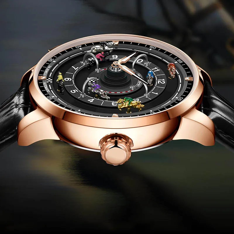 PINDU Brand Original Design Competitive Horse Racing Mechanical Watch Equipped With NH35 Movement Original Leather Watch For Men