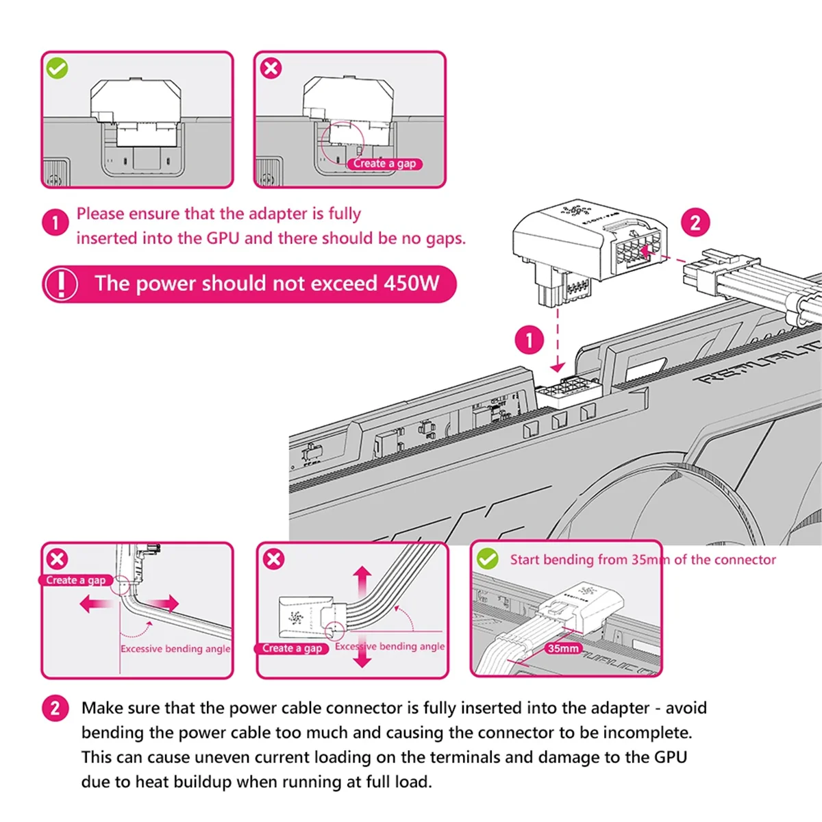 Разъем питания 16 контактов (12 + 4 контакта) ATX3.0 12VHPWR 450 Вт видеокарта графический процессор адаптер 90 градусов для RTX4090 черный RVS