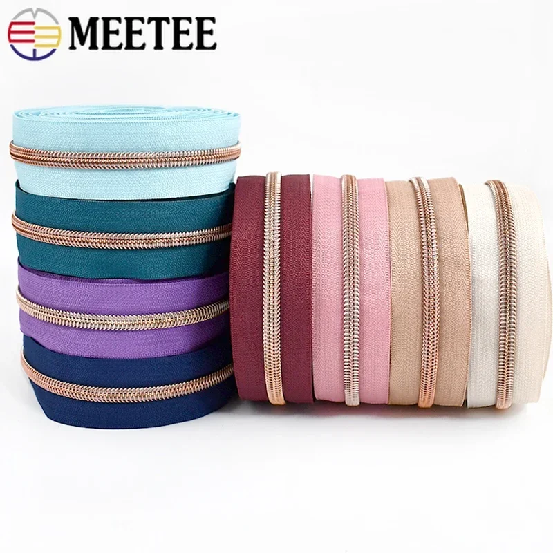 1-5M Meetee 5# Nylon Zippers for Bag Pocket Zipper Tapes By The Meter Luggage Coil Zip Repair Kit DIY Garment Sewing Accessories