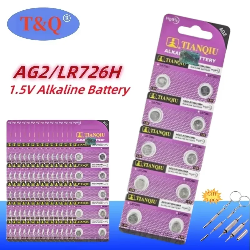 TIANQIU 100-500 Uds AG2 pilas para reloj 1,55 V 396A SR726W LR726 SR59W SR726 pilas alcalinas de botón para relojes