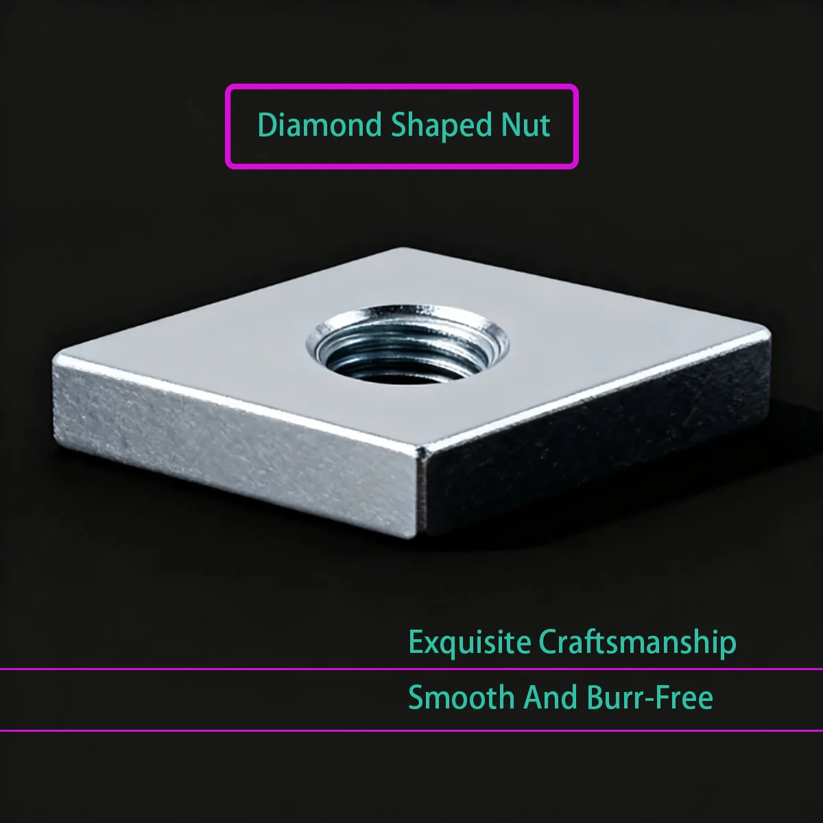 M4 M5 M6 M8 Carbon Steel Galvanized Diamond Shaped Nut Square Nut Aluminum Profile Fittings