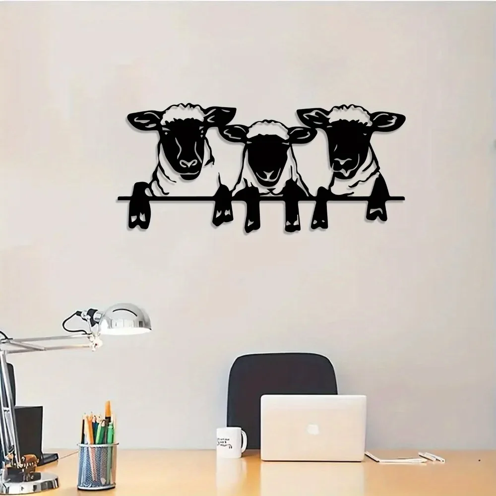 1Pc Iron Sheep Wall Art Farmhouse Rustic Metal Decor 3D Animal Silhouette Hanging Ornament Home Kitchen Living Room
