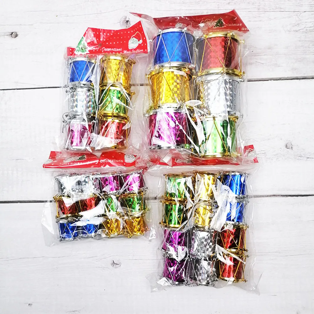 

12Pcs Christmas Tree Ornaments Colorful Glitter Mini Drums Xmas Decorations for Holiday Party Home DIY Hanging Decoration