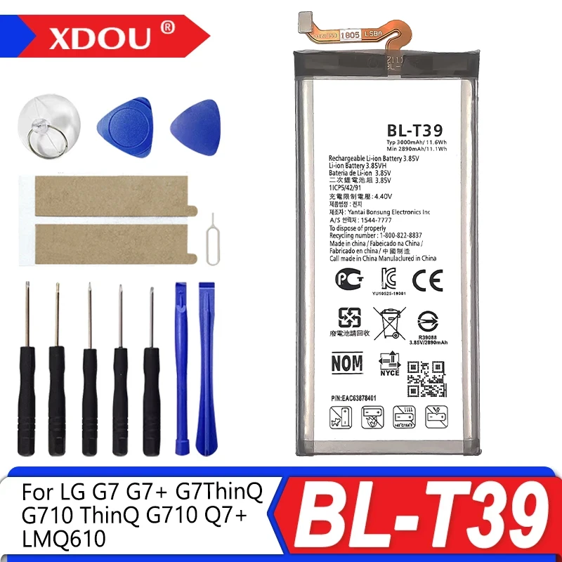 Brand-New BL-T39 3000mAh Battery For LG G7 G7+ G7ThinQ LM G710 ThinQ G710 Q7+ LMQ610 BL T39 Phone Batteries + Tools