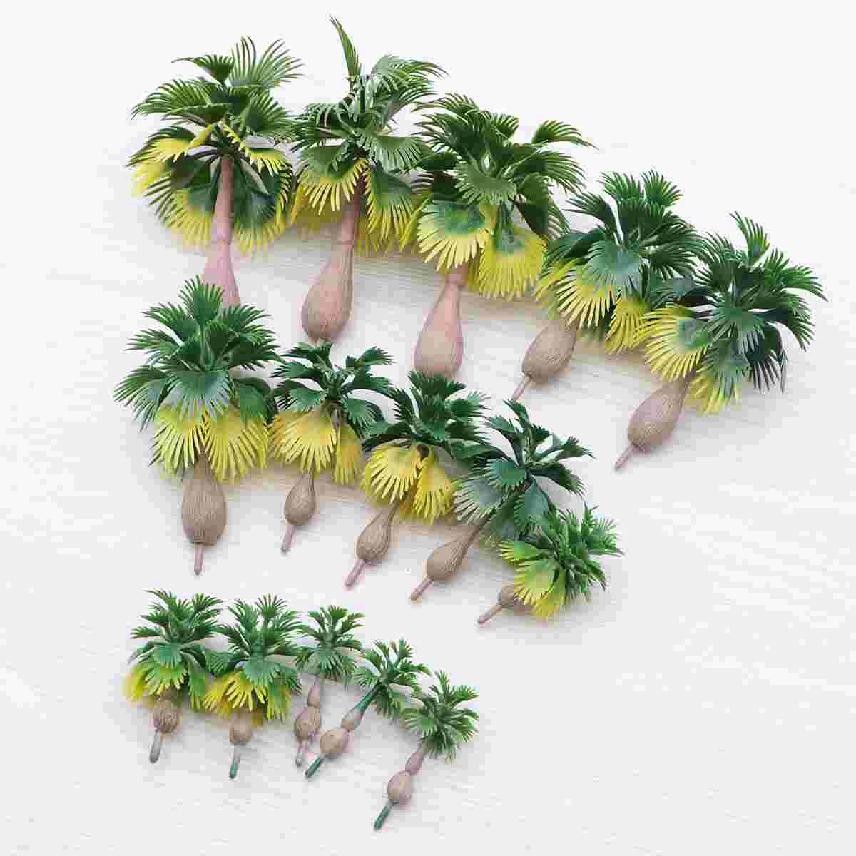 15 Pcs Scenery Model Tree Palm Trees Plant Landscape Green Three-dimensional Decorations