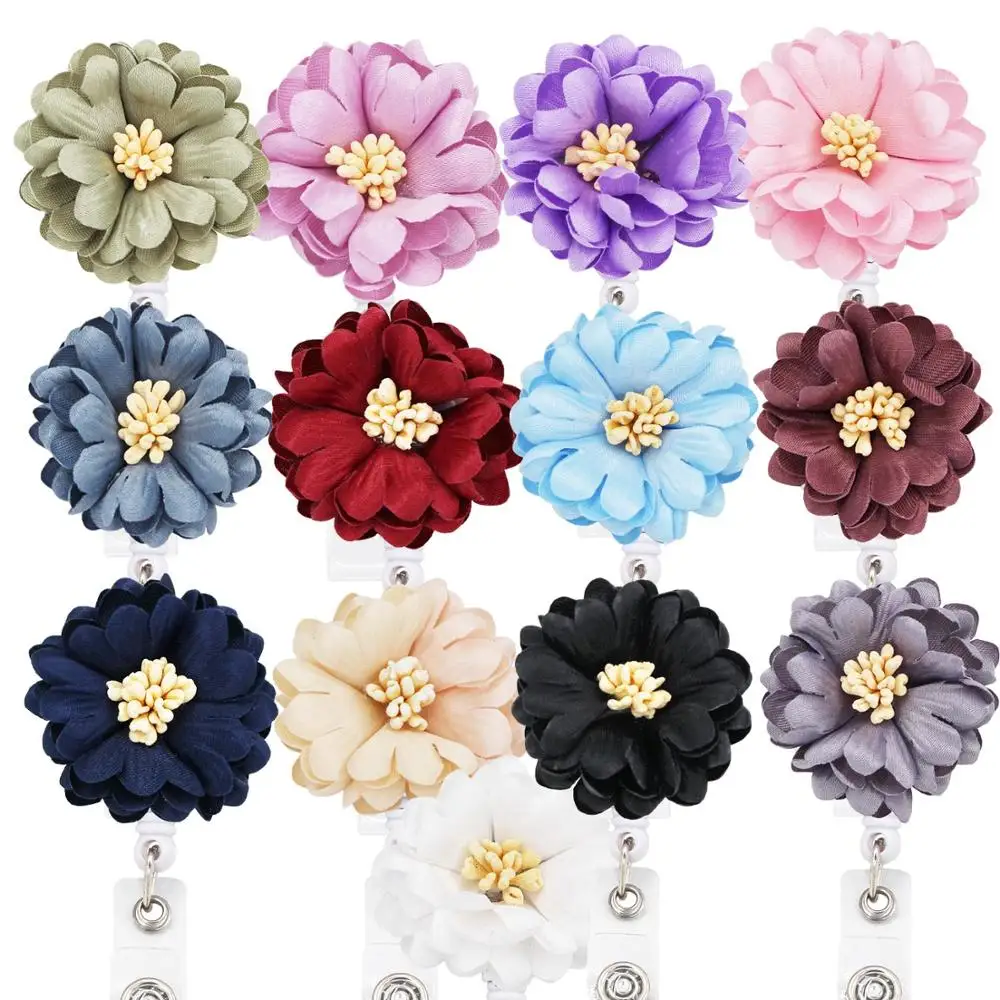 Idclip 13 สีDaisy Retractable Badgeผู้ถือคลิปจระเข้ID Badge Reelคลิปผู้ถือบัตร