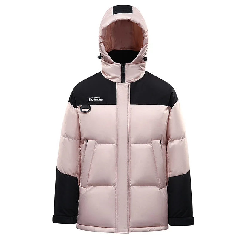 Veste à capuche patchwork à manches longues pour hommes, vêtements unisexes, streetwear chaud, canard blanc, optique décontractée, hiver