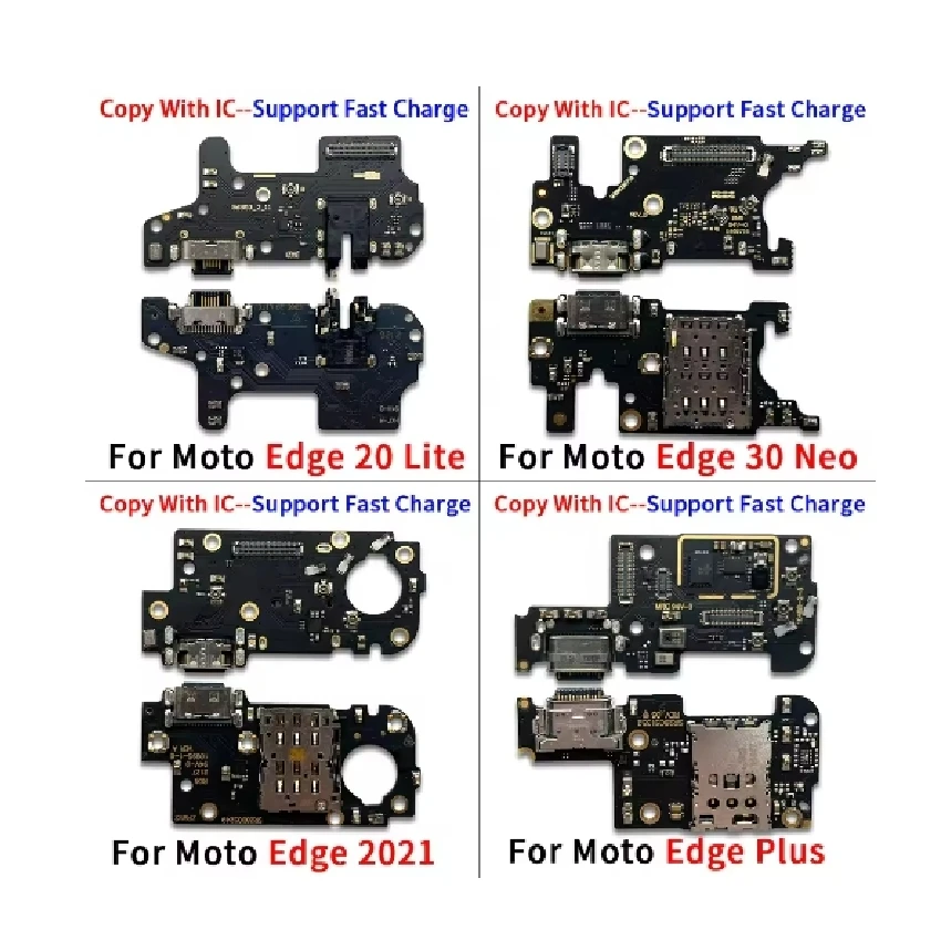 Puerto de placa de carga USB, Cable flexible para Moto Edge 20 Lite Edge 30 Fusion Edge 40 Neo Edge 50 Ultra Pro Plus 2021, 10 Uds.