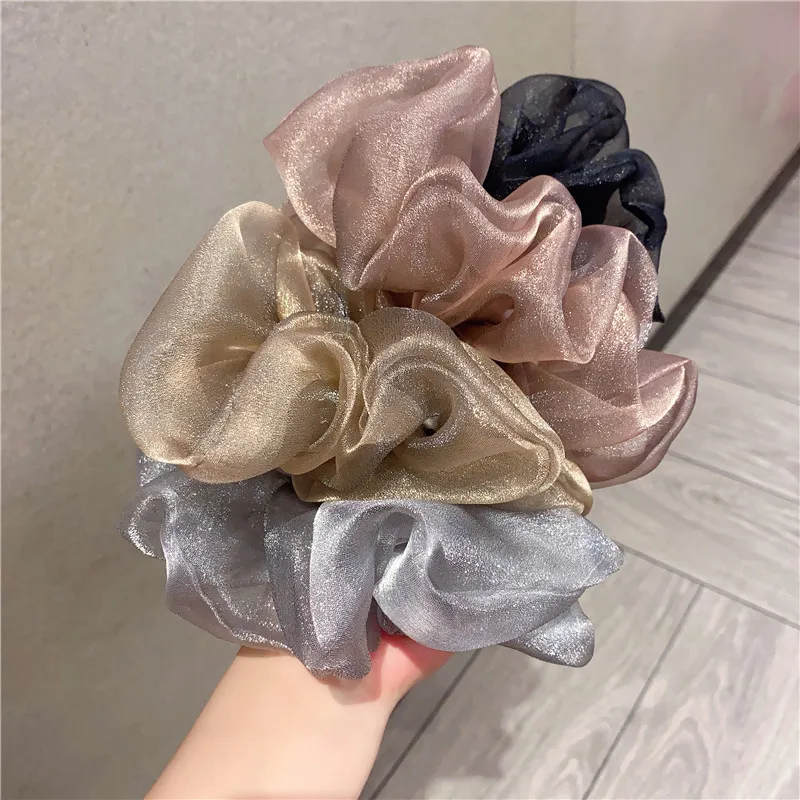 Summer Organza Silk Scrunchies Elastic Hair Bands for Women Fashion Hair Rope Ponytail Holder Ties Girl Hair Accessories