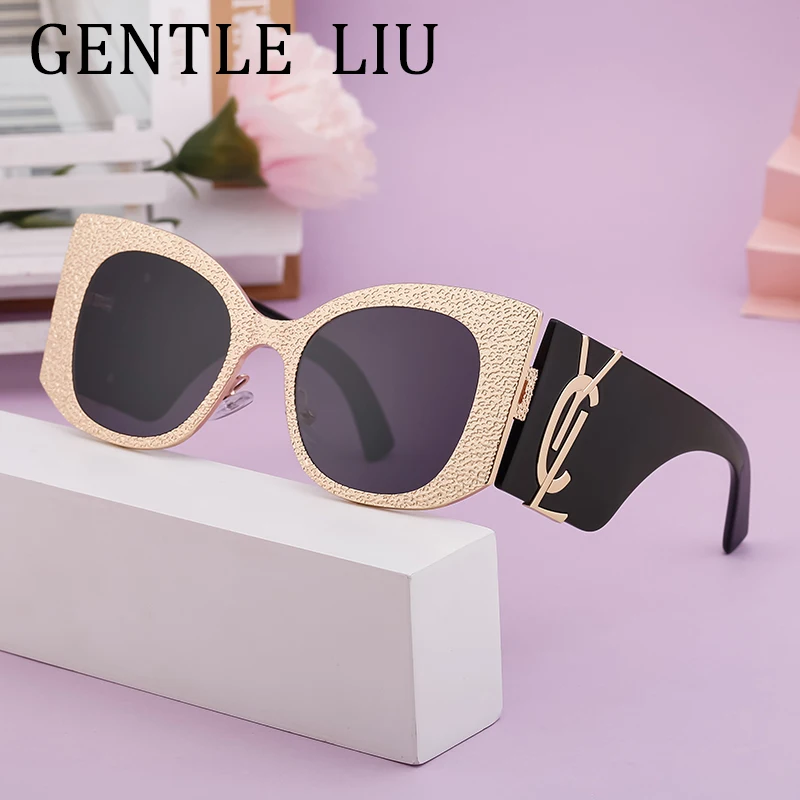 

Oversized Cat Eye Sunglasses Women 2025 Luxury Brand Designer Punk Round Sun Glasses For Ladies Trendy Big Frame Eyewear UV400