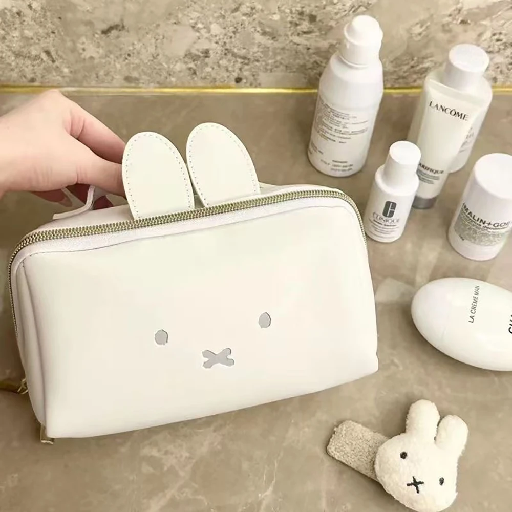 Kawaii Miffy Cute Handbag Cartoon Rabbit Portable Multifunctional High Capacity Cosmetics Storage Bag Girl Gift