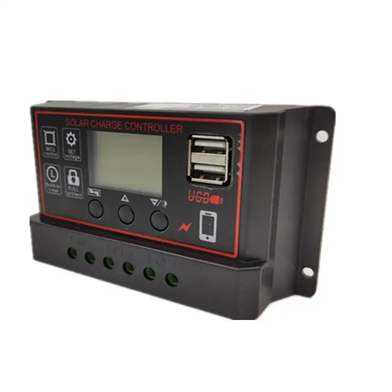 1Pc Solar Controller 12V/24V 10/20/30A With LCD Display Dual Output USB 5V Battery Charger Regulator For Solar Energy System