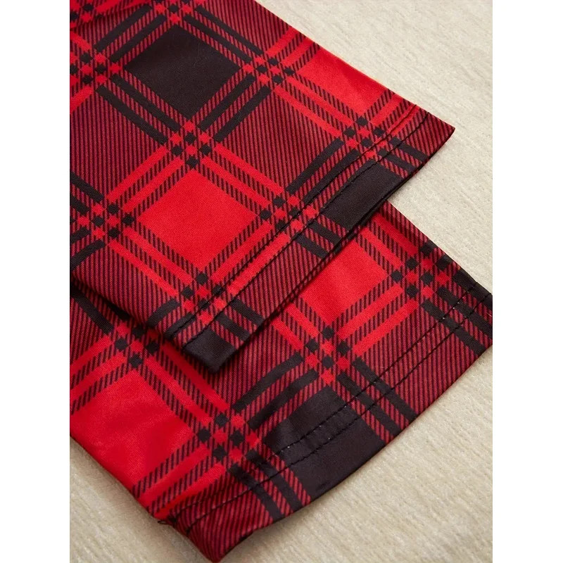 Conjunto de pijama de 3 uds para mujer, camisola, pantalones cortos, pajarita de tres piezas, conjunto de ropa para el hogar, ropa de dormir con estampado a cuadros para mujer, pijamas de Navidad