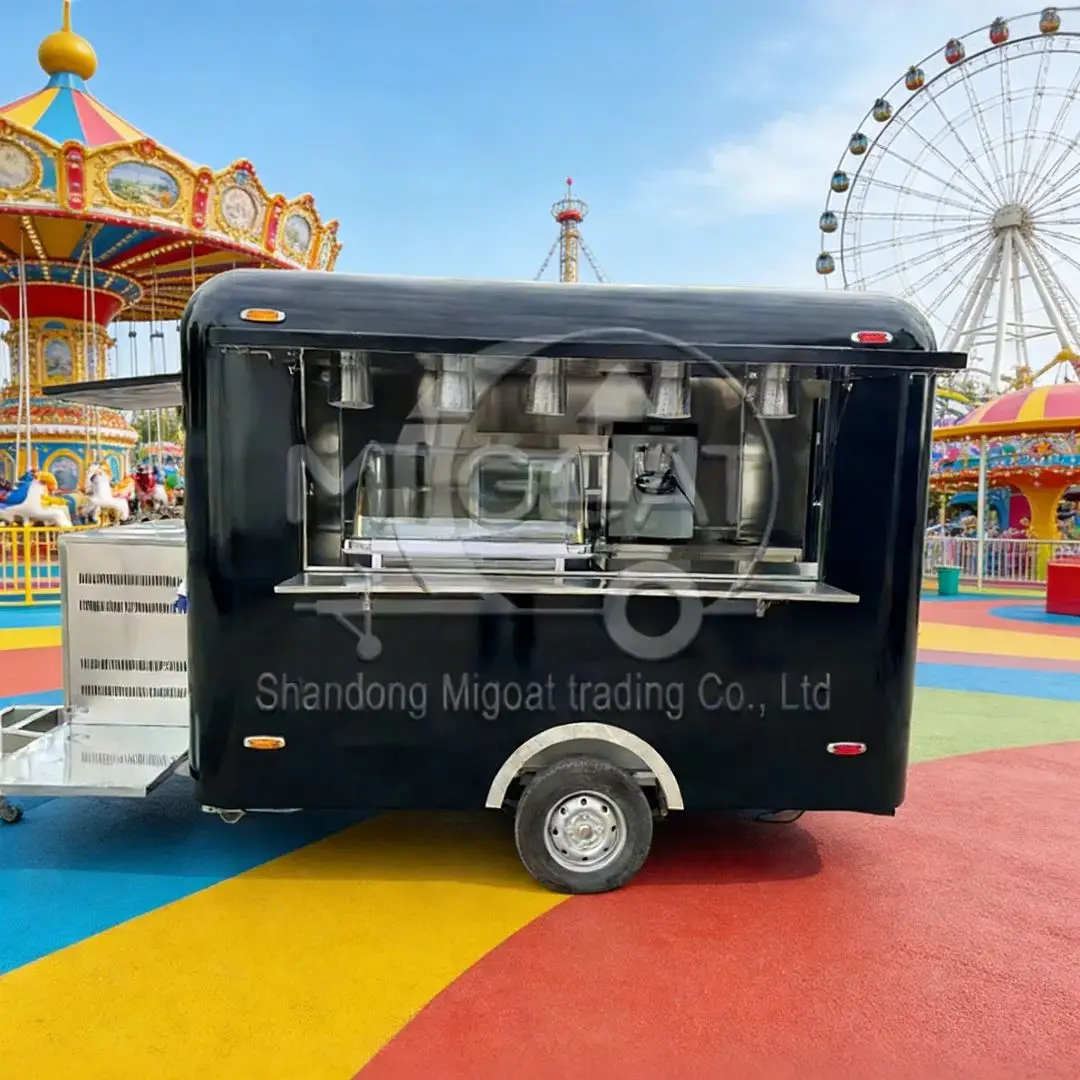 Outdoor Multi-Functional Towed Food Trailer Mobile Vending Cart with Stainless Steel Interior And Ice Maker for Business Use