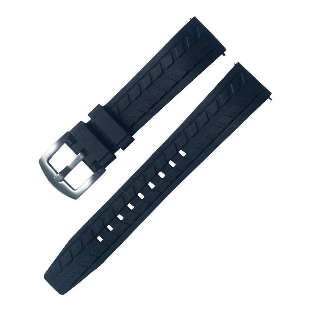 ユニークなデザイン FKM ラバー時計ストラップ 20 ミリメートル 22 ミリメートルブラックブルーリストバンドスライドキーパーリングクイックリリースバックルスポーツ時計バンド