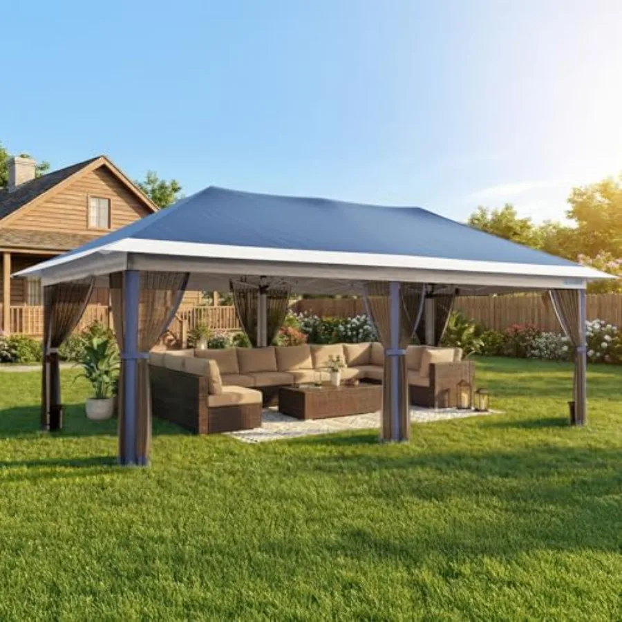 10x20FT Pop Up Gazebo Canopy Tent with Netting