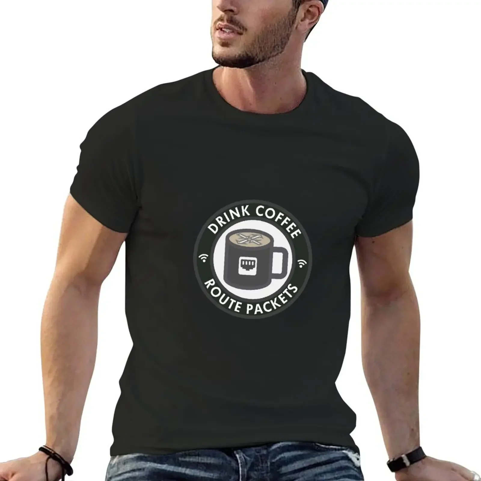 Drink Coffee, Route Packets T-Shirt street wear shirts graphic tees animal prinfor boys man t shirt workout shirts for men